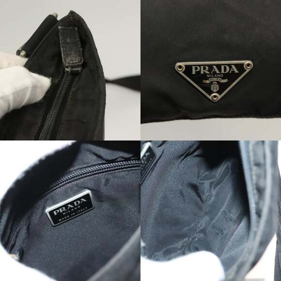 PRADA Shoulder Bag Nylon Black Silver - Picture 11 of 12